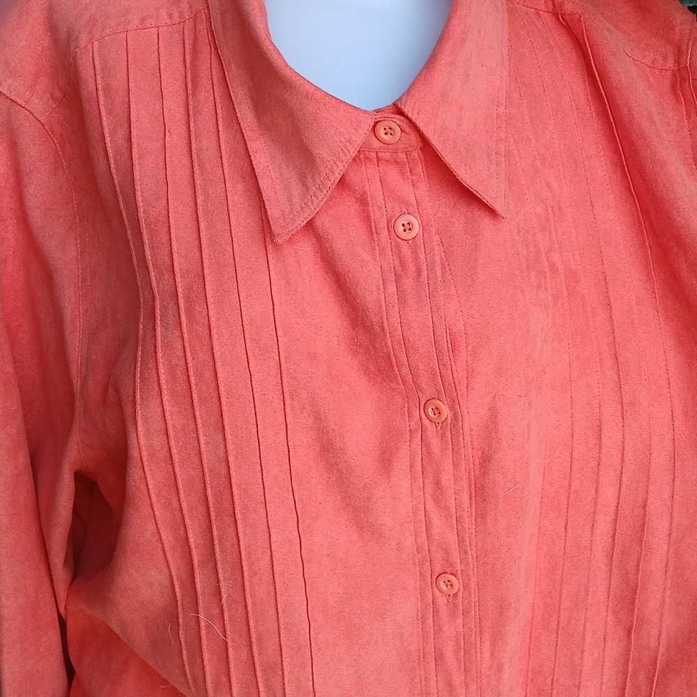 Basic Editions Mandarin Orange Button-Up Shirt